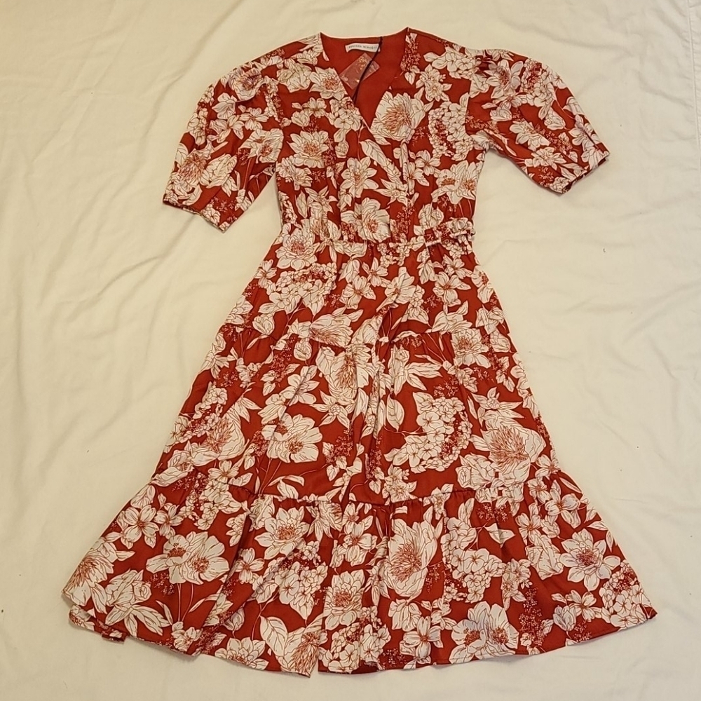 NWT Rebecca Minkoff Red Floral Wrap Dress … - Picture 4 of 16